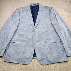 Alan Flusser Blazer Men XXL Gray Floral AOP Jacquard Sport Coat Jacket Cotton